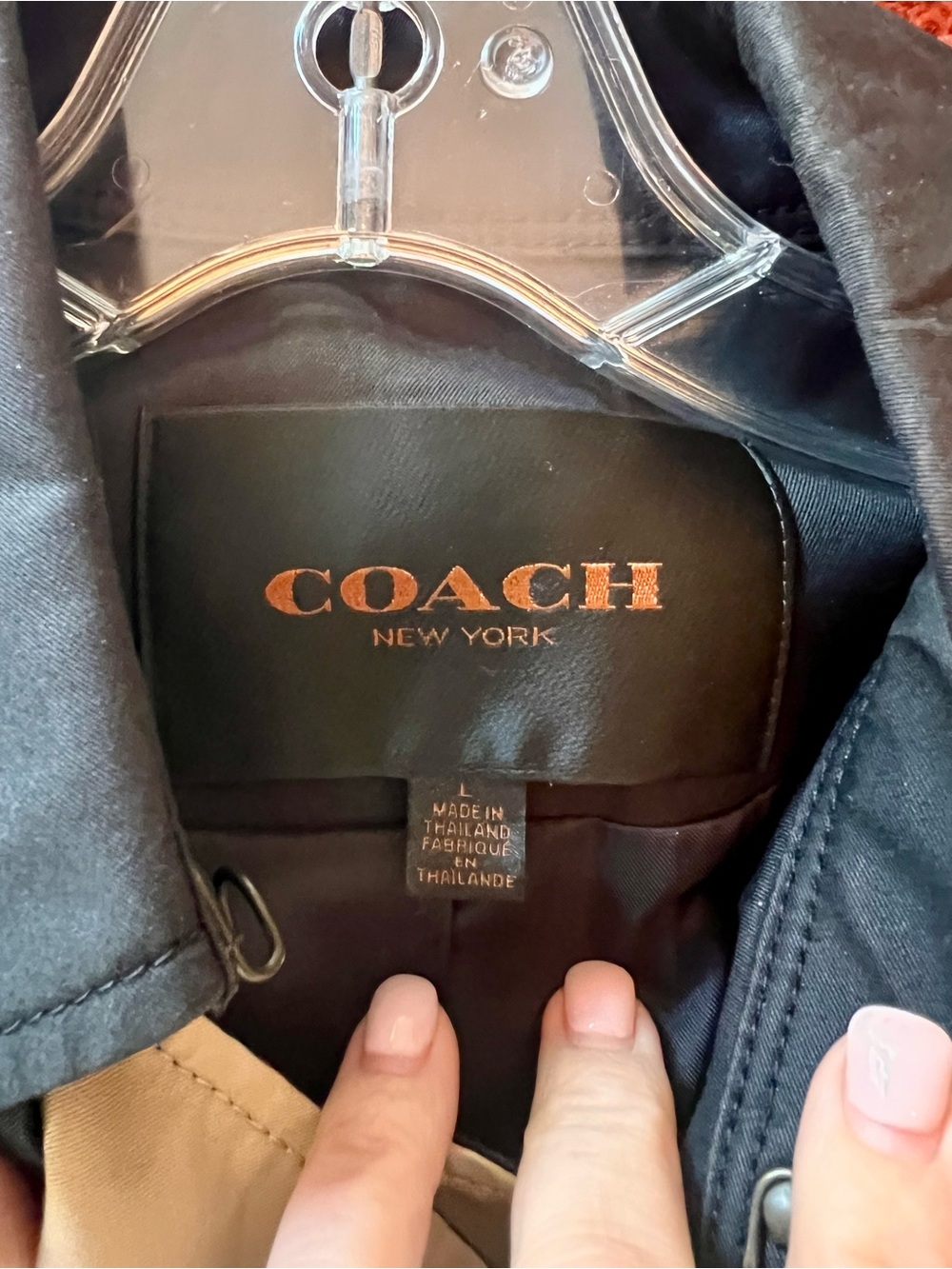 Coach Two-Tone Black and Beige Trench Coat - Picture 7 of 7